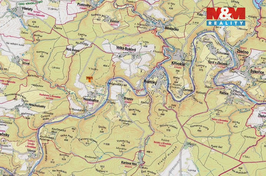 Prodej pozemku o výměře 6426 m2 v katastru obce Nezabudice. 