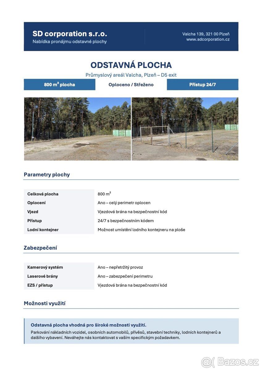 ODSTAVNÁ PLOCHA Průmyslový areál Valcha, Plzeň – D5 exit 800