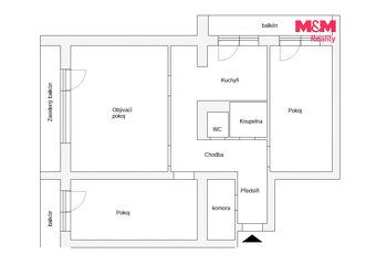Prodej družstevního bytu 3+1, užitná plocha 66 m², ve 2. nad