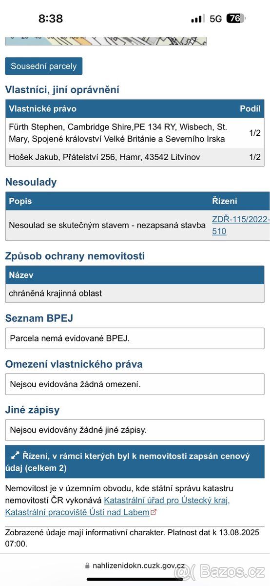 Zdravím, rád bych prodal podíl 1/2 pozemku v obci Povrly vým