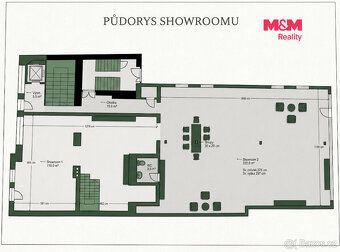 Pronájem atraktivních obchodních prostor 350 m² s výlohami v