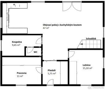 Prodám : Rodinný dům 186 m2 obytné plochy 6+kk + 2 koupelny 