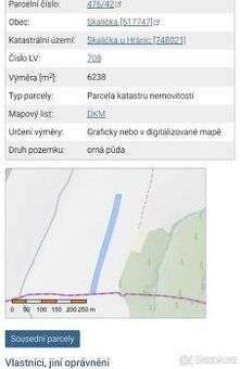 Prodám ornou půdu ve Skaličce u Hranic. 6238m blízko zastavě