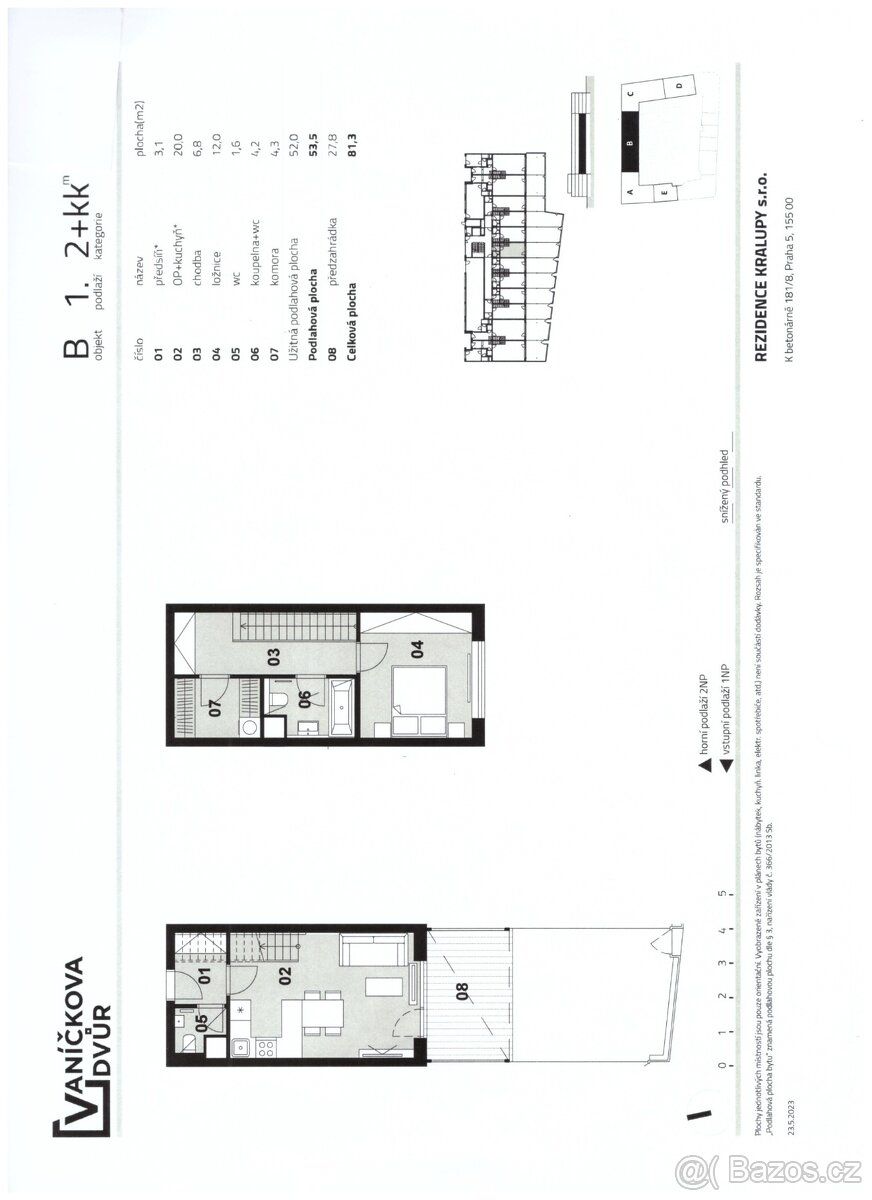 Prodej mezonetového bytu 2+kk 53,5 m2 s s vlastní předzahrád