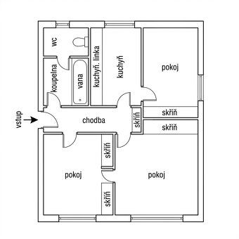 Nabízíme k pronájmu prostorný byt 3+1 o velikosti 68 m², sit