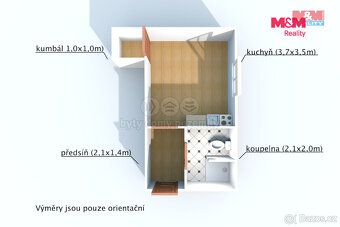 Nabízíme Vám pronájem moderního bytu 1+kk se šatnou o celkov