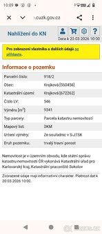 Prodám pozemky v ku Krajková oddělené dle GP z parcely. Nach