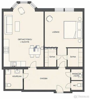 Nabízíme pronájem prostorného bytu 2+kk, o ploše 63m², ve 3.