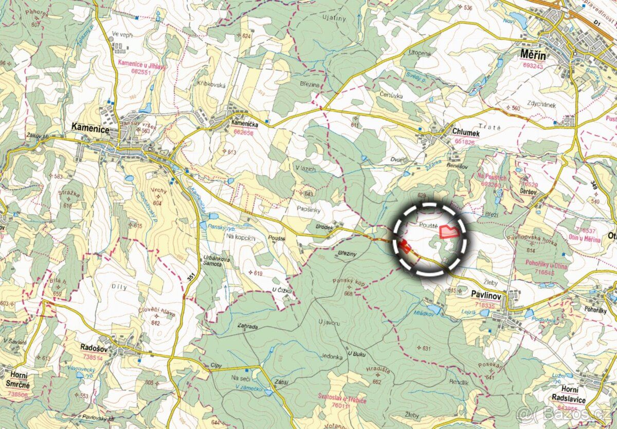V katastrálním území Kamenice u Jihlavy (okres Jihlava) a Pa