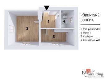 Bytová jednotka č. 4 o dispozici 1+1 ve 2.NP o velikosti 36,