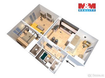 Nabízíme k prodeji slunný byt o dispozici 3+kk s balkónem a 