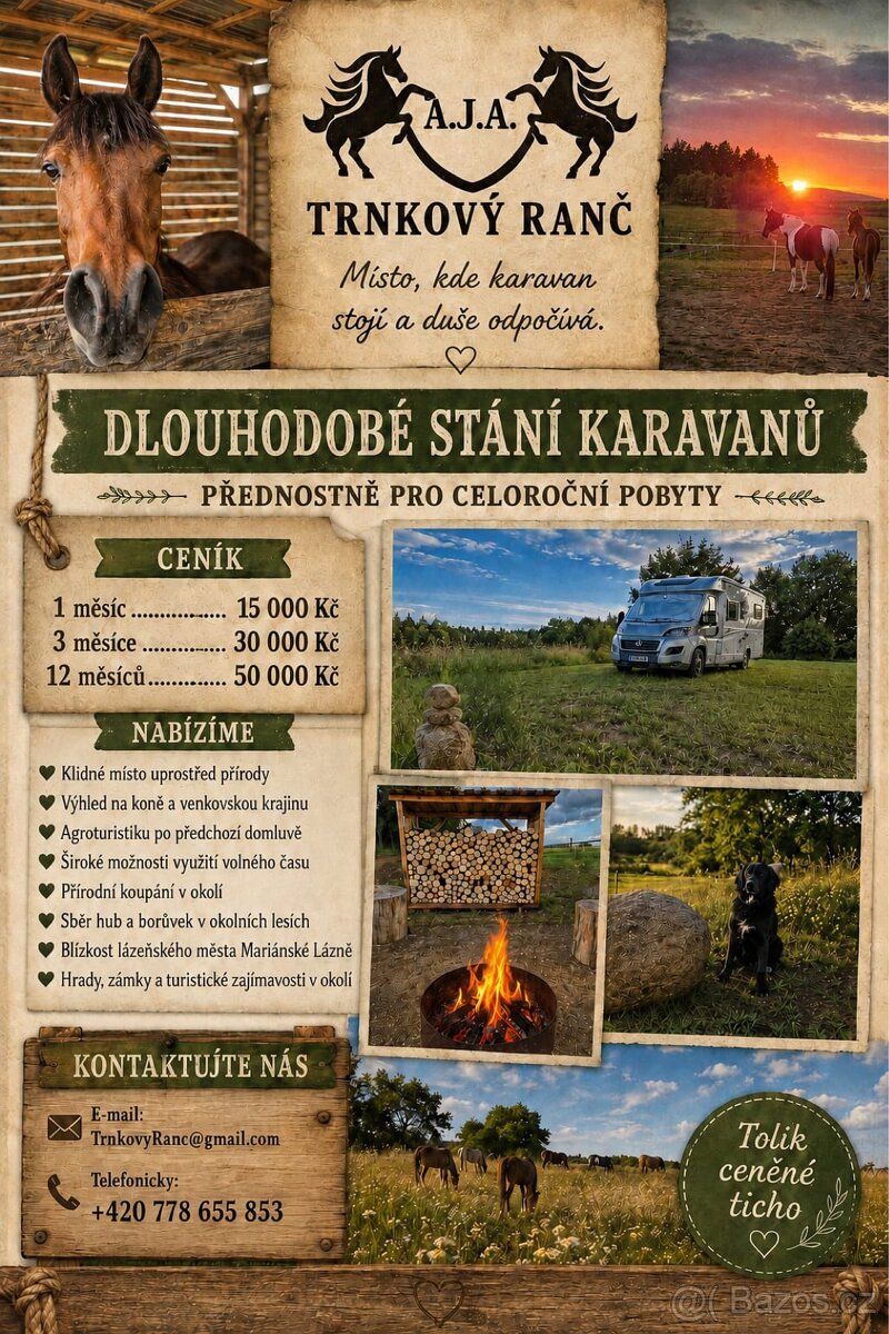 Dlouhodobé stání obytných vozů a karavanů v krásné přírodě u