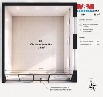 Pronájem komerční jednotky 38 m² v centru Benešova (hlavní n