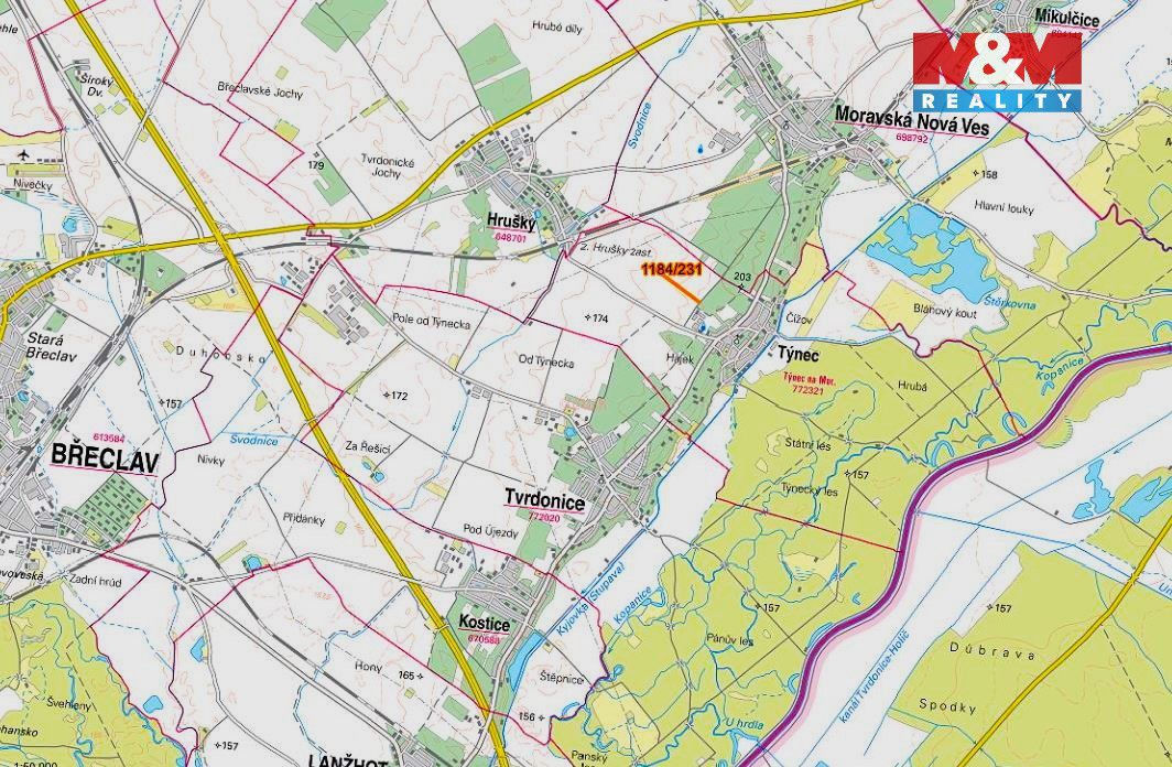 Prodej pozemku o výměře 786 m2 v katastru obce Týnec na Mora