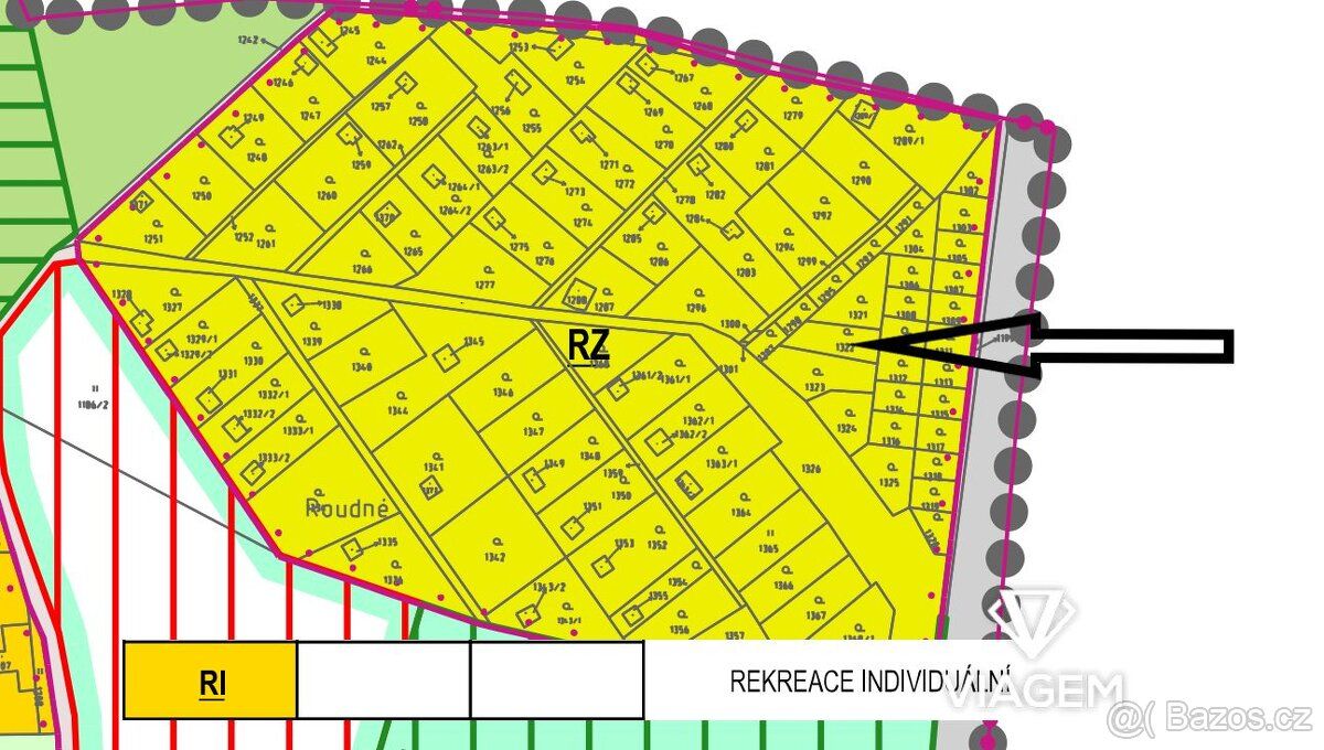 Zahrada 184 m² – Bořenovice u Kroměříže Rekreační zóna | Uži