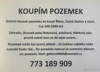 Nabízíme Vám ke koupi pozemky v katastrálním území Česká Ska