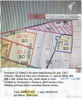 Pozemek 13120m2 z toho 226m2 stavebních v Řepici 2km od Stra