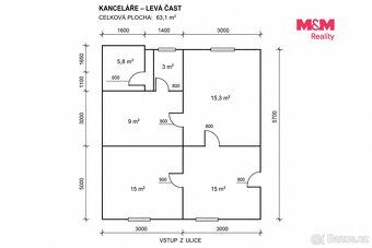 Nabízíme k pronájmu kancelářské prostory o výměře 63,1 m² v 