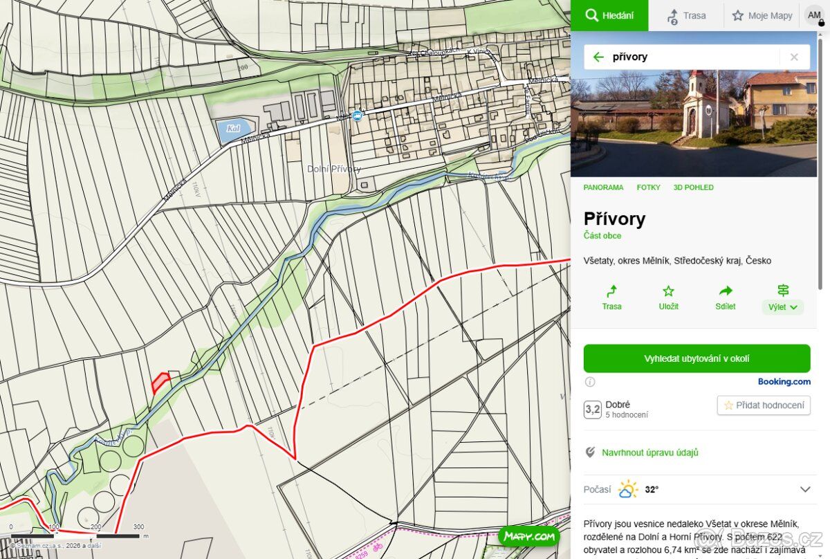 Prodám 2 pozemky v k. ú. Přívory o celkové výměře 2355 m2, j