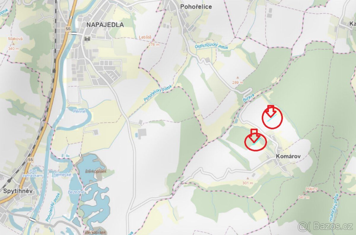 Prodám pozemky v katastrálním území Komárov u Napajedel. Jed