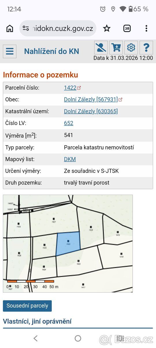Prodám pozemek o výměře 1765m2 - 31.3. - 12:23 Prodám 3parce