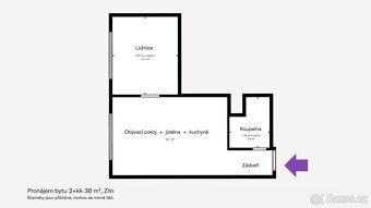 Ev.č. 02811 Pronájem kompletně zařízeného bytu 2+kk, 38 m², 
