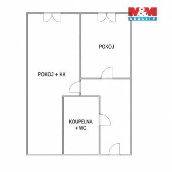We offer for sale a cooperative apartment of 2+kk layout and area 