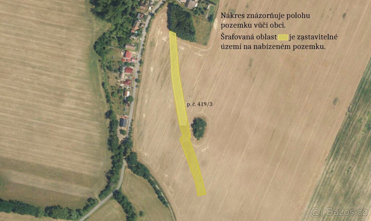 V přímém zastoupení vlastníka nabízím ke koupi pozemek u obc