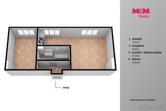 Nabízíme k prodeji velmi pěkně řešený byt 2+1 o užitné ploše
