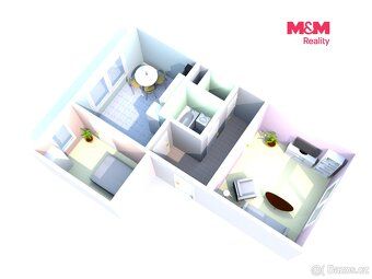 Nabízíme k pronájmu světlý byt 2+1 o užitné ploše 43 m² ve 3