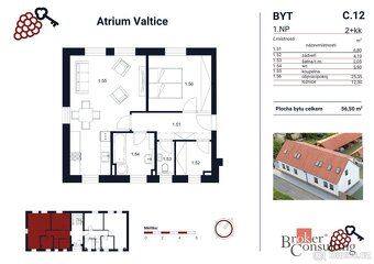 Prodej, byty/2+kk, 56 m2, P. Bezruče 1268, 69142 Valtice, Bř