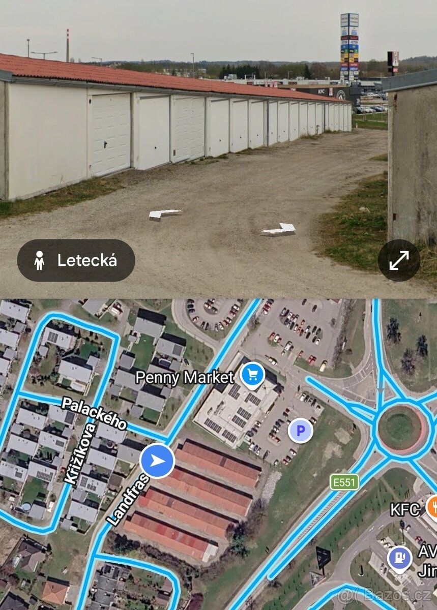 Pronajmu garaz v Jindrichove Hradci u Penny, plocha 18m2, be