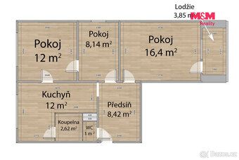 Prodej bytu 3+1 s lodžií, 62 m², 2. NP/4 v panelovém domě v 