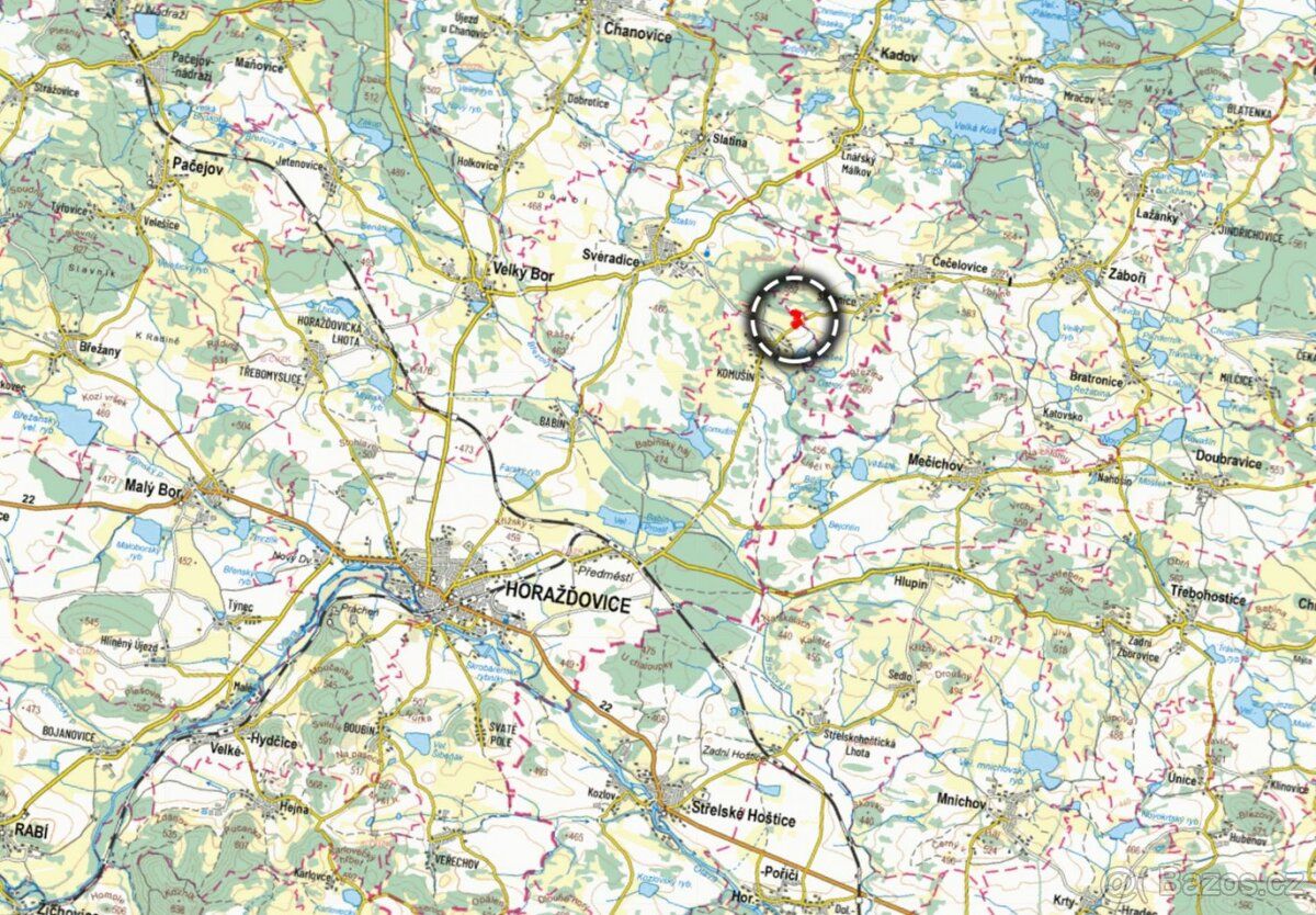 W obszarze ewidencyjnym Komušín (gmina Horažďowice, powiat