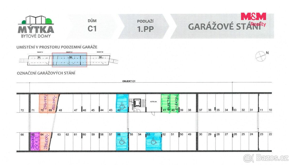 Pronájem garážového stání v novém komplexu bytového domu ul.