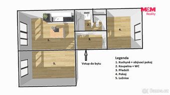 Pronájem bytu o dispozici 3+kk, v 1. patře zděného domu v Př