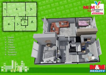 Nabízíme ke koupi prostorný byt 3+1 (73 m²) v 1. NP panelové