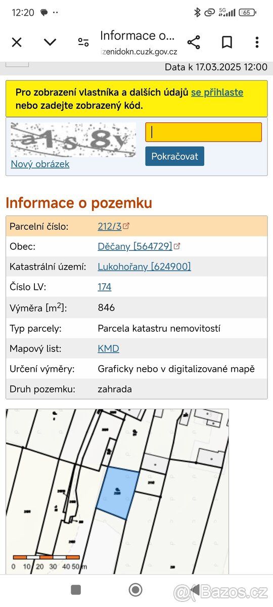 Prodám pozemek v malé obci Lukohořany ve velikosti 846m2. Po