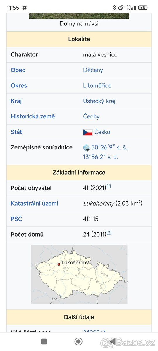 Prodám pozemek v malé obci Lukohořany ve velikosti 846m2. Po