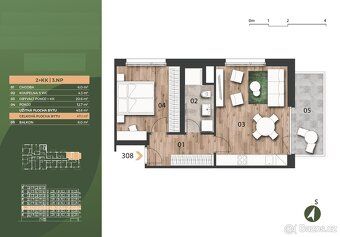 Prodej nového bytu 2kk, 47 m² + lodžie 6 m², který se nacház