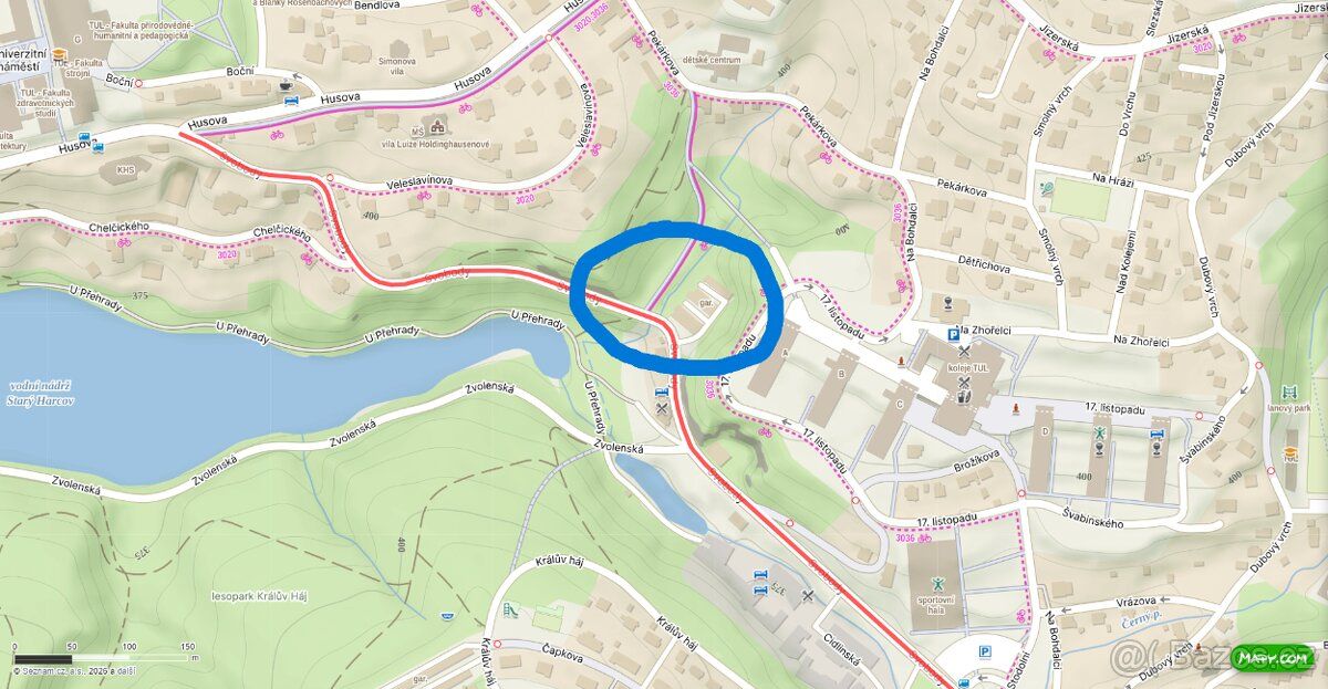 The garage is near the university dormitories. It has been