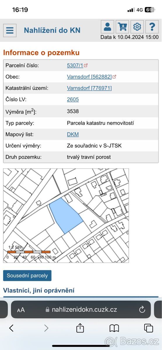 Stavba pozemok Rozloha 3538 m² Parcielné číslo 5307/1 Obec