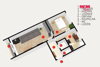 We offer for sale a bright and spacious brick apartment 2+1