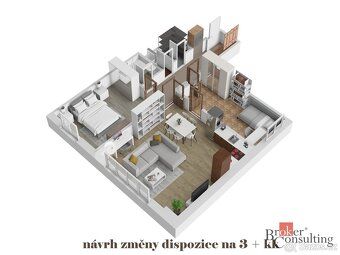 Prostorný byt 2+1, 72 m², s potenciálem přestavby na 3+kk