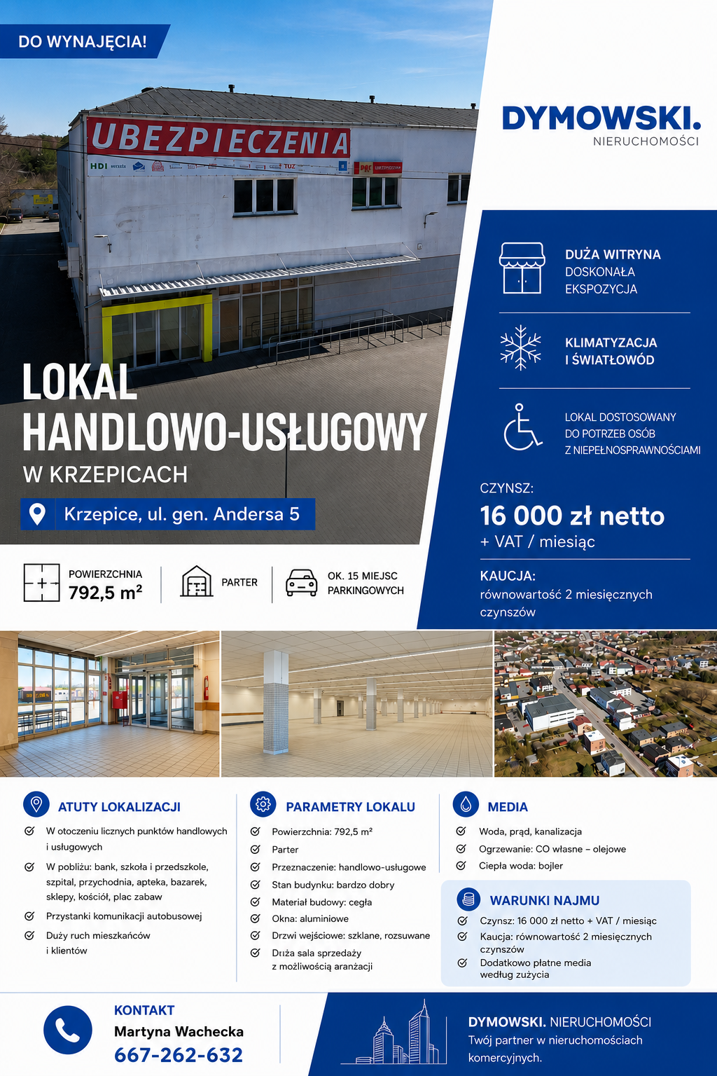 📍 Lokal handlowo-usługowy do wynajęcia | Krzepice, ul. Ander