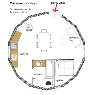Predám moderný EKO-DOM priemeru 8,4m - 55,4 m2 úžitková /vnú