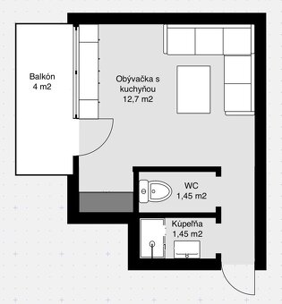 Ponúkame na predaj útulnú garsónku s rozlohou 18 m², ktorá s