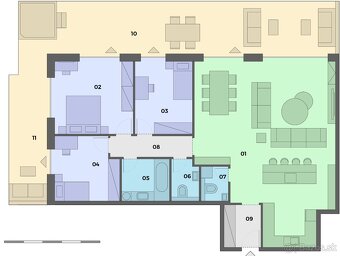 Dám do prenájmu 4 izbový penthouse (strešný byt) s 3 parkova