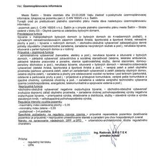 Predám menší pozemok v meste Šaštín-Stráže časť Šaštín.ÚPI v