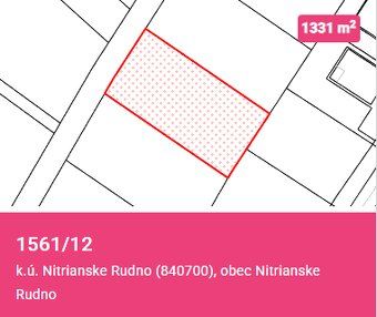 🏡 Na predaj stavebný pozemok – 1331 m² – Nitrianske Rudno 🌳
